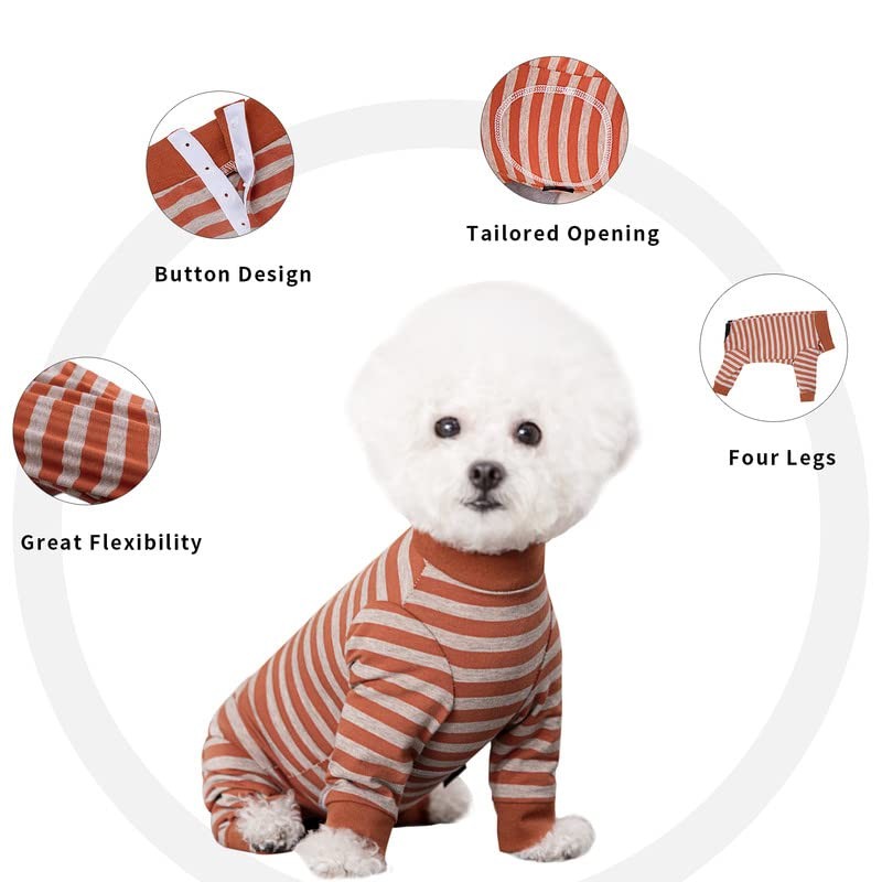 AITOLI Dog Striped Recovery Suit, Puppy After Surgery Onesie for