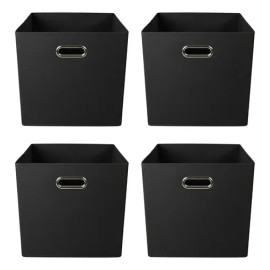 Set 4 Cajas Organizador Plegable Almacenamiento Hogar Negro
