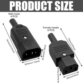 IEC 320 C14 Male to C13 Female Power Connector AC 250 V, IEC 320 C14 Plug for IEC Extension, Computer Power Connection Extension (Black)