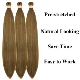 Honey Brown Braiding Hair Pre stretched Box Braiding Hair Extensions Knotless Braids 3 Packs