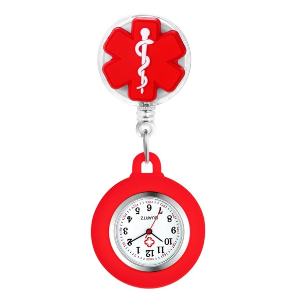 Lancardo Clip On Nurse Watch: Retractable Quartz Silicone Cover Cartoon