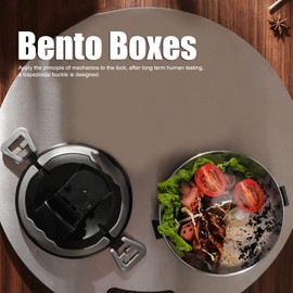 Stainless Steel Lunch Box, Thermal Lunch Box, Thermal Food Container in Japanese Style, Thermal Can Keep Food Warm, Leak-Proof Food Storage for Adults, Children, Students (304-Black)