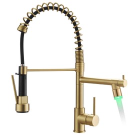 Gold Kitchen Faucet with Sprayer AIMADI,Modern Single Handle Spring Gold Kitchen Sink Faucet