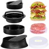 Claspme Burger Press with 70 Wax Paper Sheets - 3 in 1 Nonstick Hamburger Patty Maker for Perfect Round & Delicious Stuffed Burgers