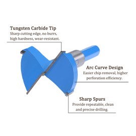 Kozelo Forstner Drill Bit - [48 mm] Tungsten Carbide Drill Opener for Wood, Furniture, Hinge, Woodworking, Hexagonal Shank, Dark Blue