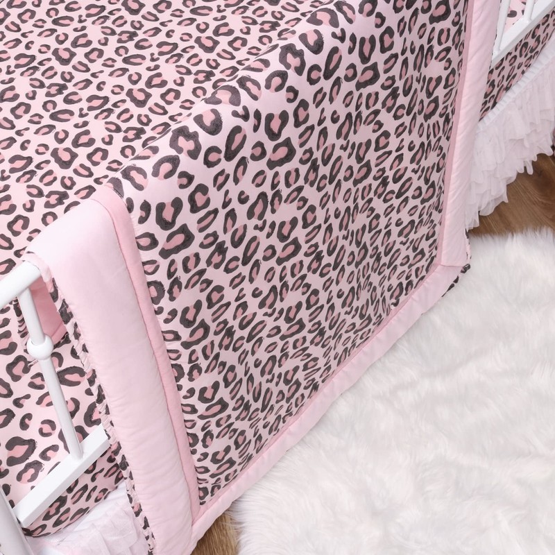 The Peanutshell Leopard Love Crib Bedding Set for Baby Girls