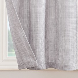 TOPICK Grey Kitchen Curtains Linen Optics Semi-translucent 36 Inch Drop Cafe Curtains for Bathroom Farmhouse Country Light Filtering Short Window Curtain Set Rod Pocket 2 Panels