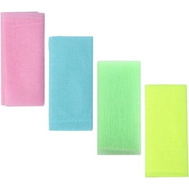 Estropajos para Bañarse de Nylon Exfoliantes, Paquete de 4 Toallas Exfoliantes para Baño Que Previenen Obstrucción de Aceites y Limpian el Cuerpo Color Aleatorio