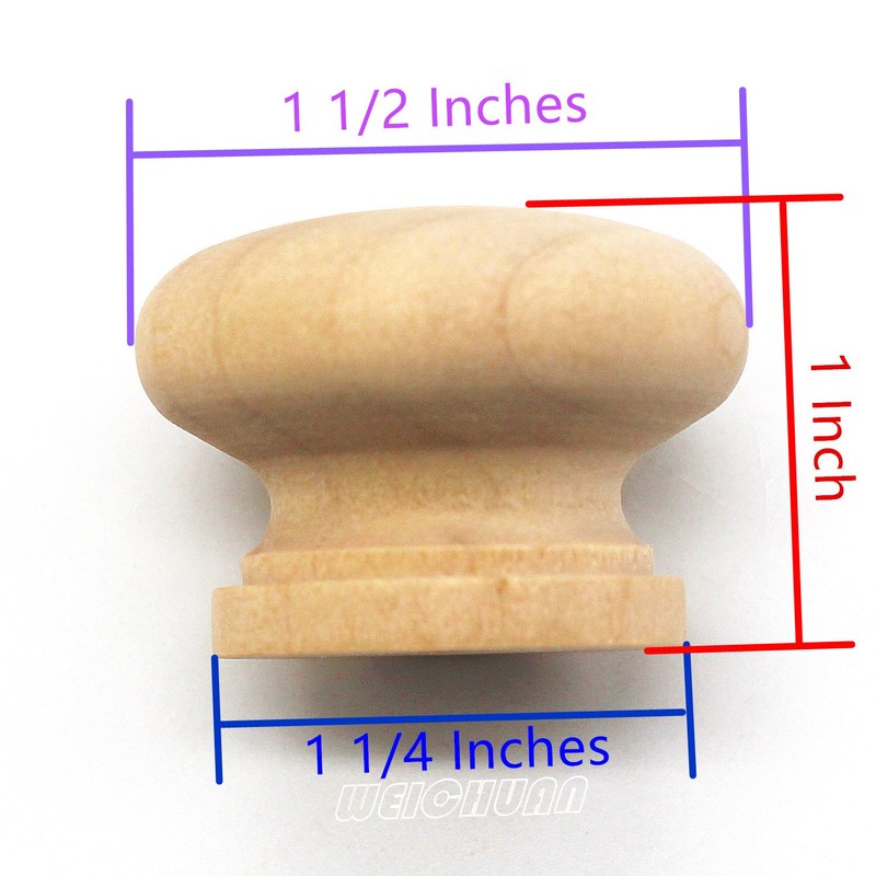 WEICHUAN 15PCS Round Wood Unfinished Cabinet Furniture Drawer Knobs Pulls
