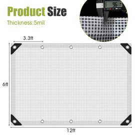 Vincreem 6 Pcs 5 Mil Tarp Cover 6 x 12 ft White Protective Cover Multipurpose PE Plastic Tarps Heavy Duty Waterproof with Grommets for Greenhouse, Canopy, Tent, Yard, and Outdoor Activities