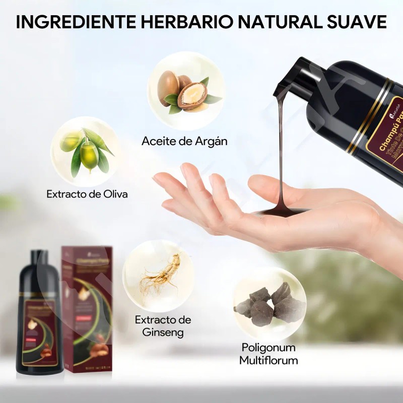 Kaisasa Shampoo Con Tinte Cubre Canas Con Aceite De Argn