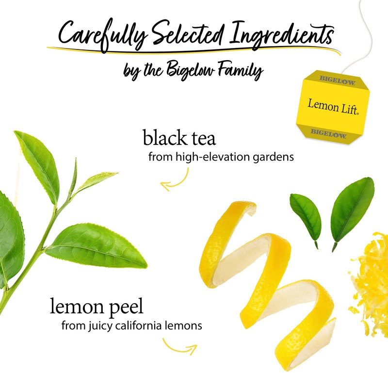 Bigelow Tea Lemon Lift Black Teabags Box, Caffeinated, 20 Count,
