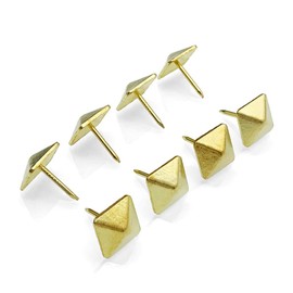 Let's Decorate 200pcs D12mmxL17mm Square Sofa Upholstery Tacks Brass Antique Bronze Color Wooden Furniture Decorative Tacks Thumb Nails Home DIY Upholstery Nails (12mmx17mm 200pcs, Gold)