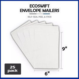 EcoSwift 25 6x9 "EcoSwift" Brand Self-Seal Catalog Mailing Shipping Kraft Paper Envelope