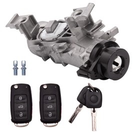 1K0905851 Ignition Switch Lock Cylinder Assembly with Intelligent Key Shell Compatible with Jetta 2006-2018, Eos 2007-2011, Golf 2004-2011, Rabbit 2006-2009 Replace# 1K0905851B