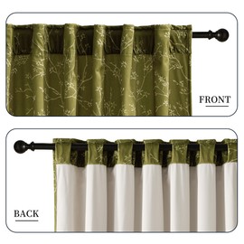 StangH Green Floral Curtains 84 inches Long, Back Tab Soft Velvet Print Vintage Home Decor Thermal Insulated Light Filtering Window Drapes for Bedroom/Living Room, W52 x L84, 2 Panels