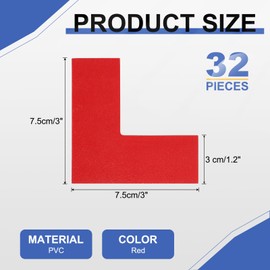 PATIKIL 5S Location Marking Corner, 32 Pcs 3 x 3 x 1.2 Inch PVC L-Shape Floor Marking Tape Workplace Floor Organization Markers for Office Warehouse Desk Table Top, Red
