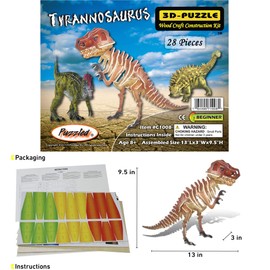 Jigsaw 3D Puzzle 28 Pieces 13"X3"X9.5", T-Rex