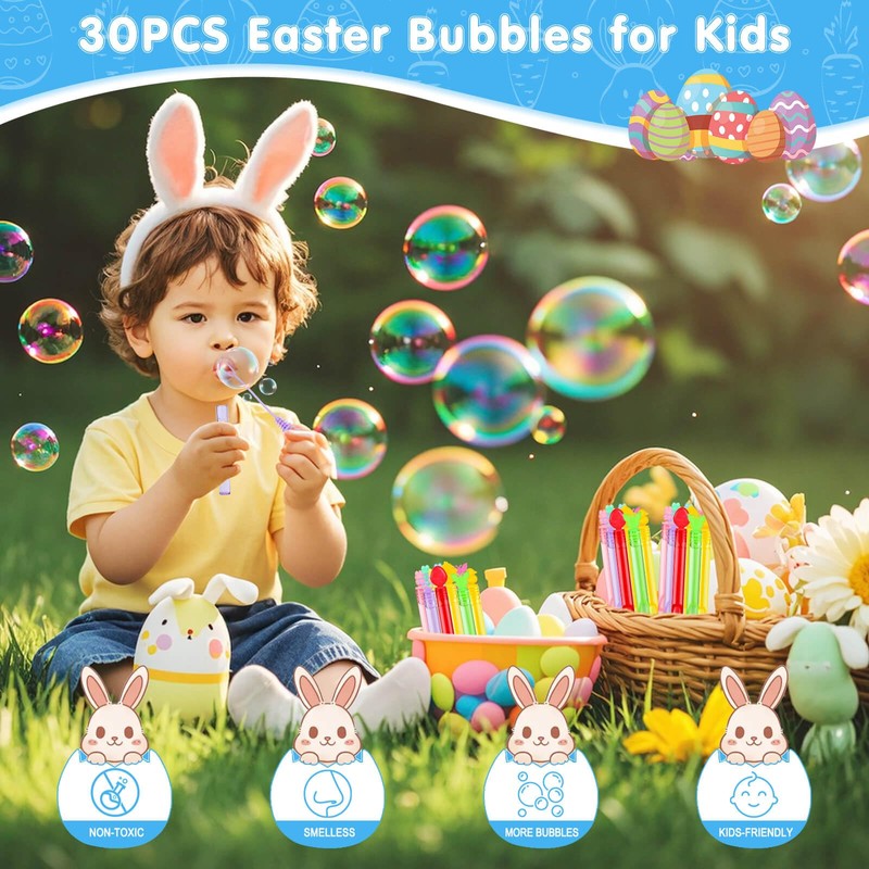Easter Mini Bubble Wands 30PCS Easter Party Favors for Kids