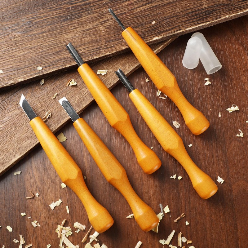 WILLBOND 5 Pcs Linocut Carving Tools Set Linoleum Hand Carving