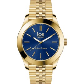 Ice-Watch - ICE Steel Solar - Men's Watch with Metal Strap (Medium), Gold Plated and Blue, Bracelet