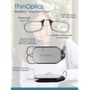 ThinOptics Keychain Readers Rectangular Reading Glasses, Black Case/Brown Frames, 44