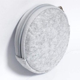 Pill Box Protective Bag Felt Coin Purse Zipper Round Daily Pill Cases Bag Pill Organizer Storage Bag (Light Grey Bag)