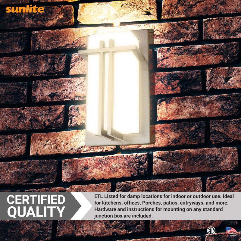 Sunlite 46091 Decorative Square Wall Sconce Light Fixture, A19 Bulb,