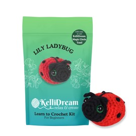 KelliDream Learn to Crochet Kit for Beginner Adults with Magic Circle Tool; Step-by-Step Video Tutorials; Crochet Supplies to Make Cute Crochet Animals (Ladybug)