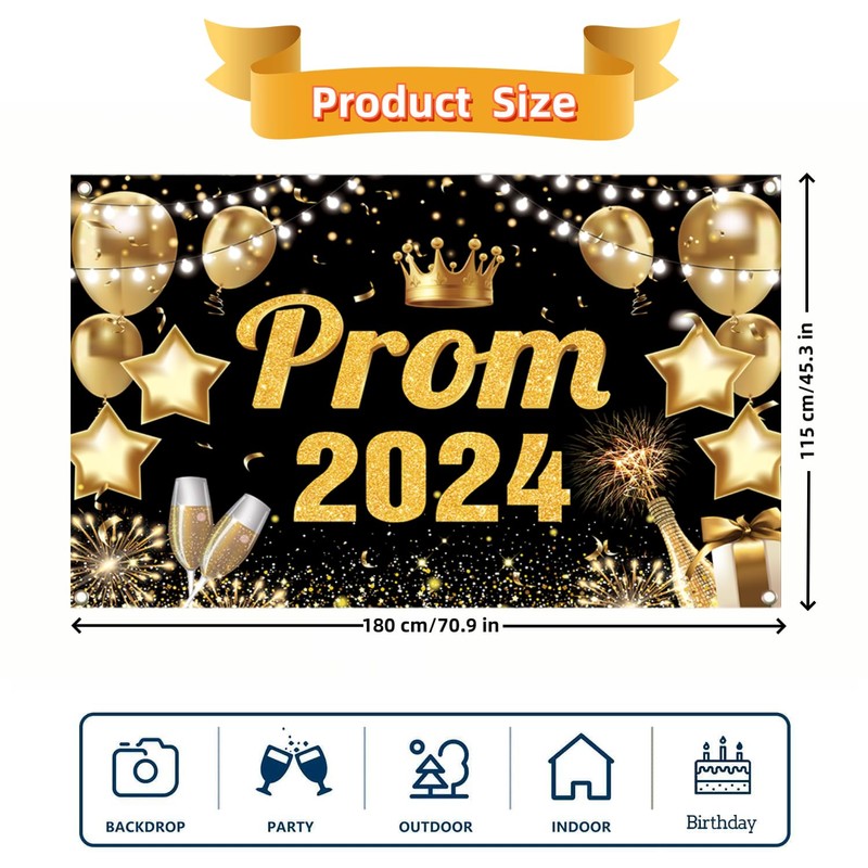 Large Graduation Decorations Prom Banner 2024, Class of 2024 Black