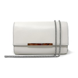 AFKOMST Small Clutch Purses for Women Summer Crossbody Bags and Straw Wristlet Handbags with Chain Strap, Off-white