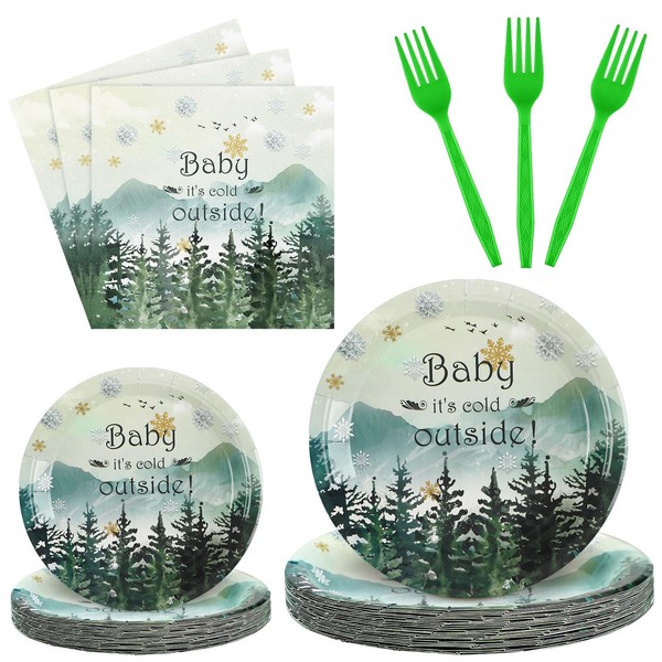 Sunnyray 96 Pcs Baby It's Cold Outside Baby Shower Party