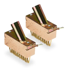 Relaxdays Grout Brush, Set of 2, Weed & Moss Removal, Steel Bristles, Replacement Brushes, Grout Scraper, Garden, Natural/Gold