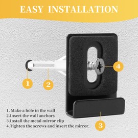 12 Pcs Metal Mirror Holder Clips, Upgraded Wide Channel Mirror Hanging, Heavy Duty Mirror Holders for Wall Mounting, Frameless Mirror Mounting Hardware, Mirror Hangers Retainer with Screw Fit 1/4"