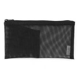 Nylon mesh pen case with pocket approx. 3.1 x 6.7 inches (8 x 17 cm), Black, Black, Casual