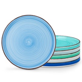 vancasso Bonita 10.5 Inch Dinner Plates, Ceramic Dinner Plate Set, Dinner Plates Set of 6, Large Dinnerware Plates for Kitchen, Microwave, Oven and Dishwasher Safe, Blue