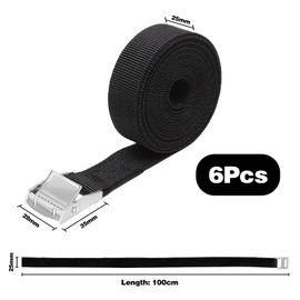6 Pcs Ratchet Tie Down Straps, 1M x 25mm Heavy Duty Lashing Straps, Black Adjustable Retaining Straps Tensioning Belts for Trucks, Cargo, Motorcycle, Trailer, Luggage, Bearing capacity 250kg