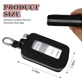 Hbxdeco Car Key Case, Leather Zipper Car Key Fob Holder Bag, Vehicle Smart Keys Protector, Universal Keychain Accessories (Black, Single Layer)