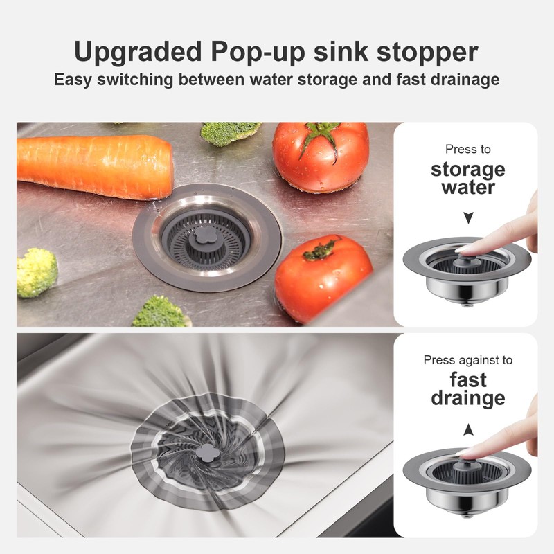 XLMSPORTS Upgraded 3 in 1 Universal Kitchen Sink Stopper Strainer-Reddle