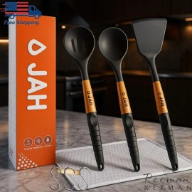 O JAH Non Stick Silicone Cooking Kitchen Utensils Set 3 Pcs Dishwasher Safe BPA Free