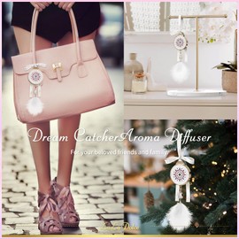 LALA DOLCE Crystal & Feather Dream Catcher Aroma Pendant, Versatile Handcrafted Ornament Gift - Queen's Lupin, White