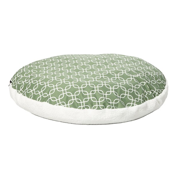 MidWest Homes for Pets PF0048T-FGR Over-Stuffed Dog Bed, Large, 48" Round, Large Dog Breed, Green Geometric Pattern