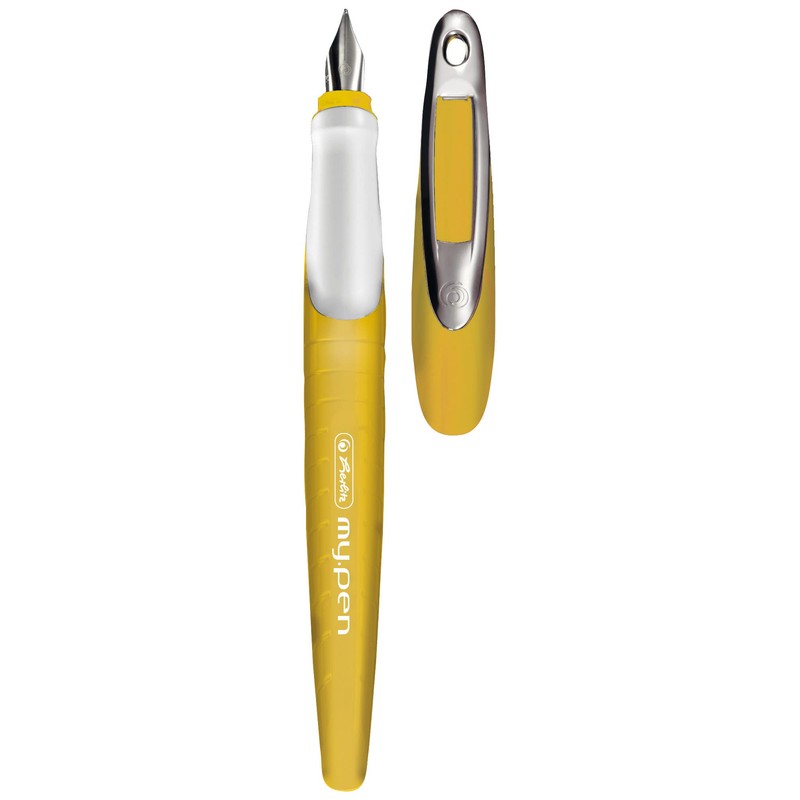 Herlitz my.pen School Fountain Pen M-Nib Mustard/White M, Pack of