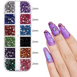 FSYXK 2500 Pieces Nail Rhinestones Nail Glitter Sequins Nail Stickers with Crystals Nail Gems Diamonds for Nail Art Including Rhinestone Picks