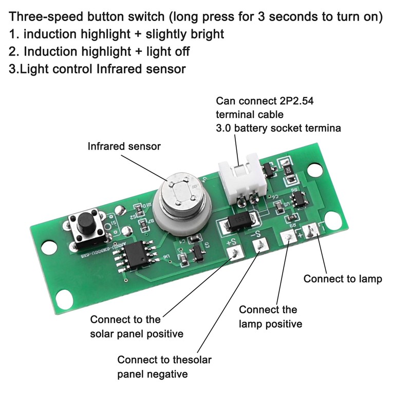 MEIRIYFA 3.7V Solar Lamp Circuit Board,Infrared Human Induction Wall Light