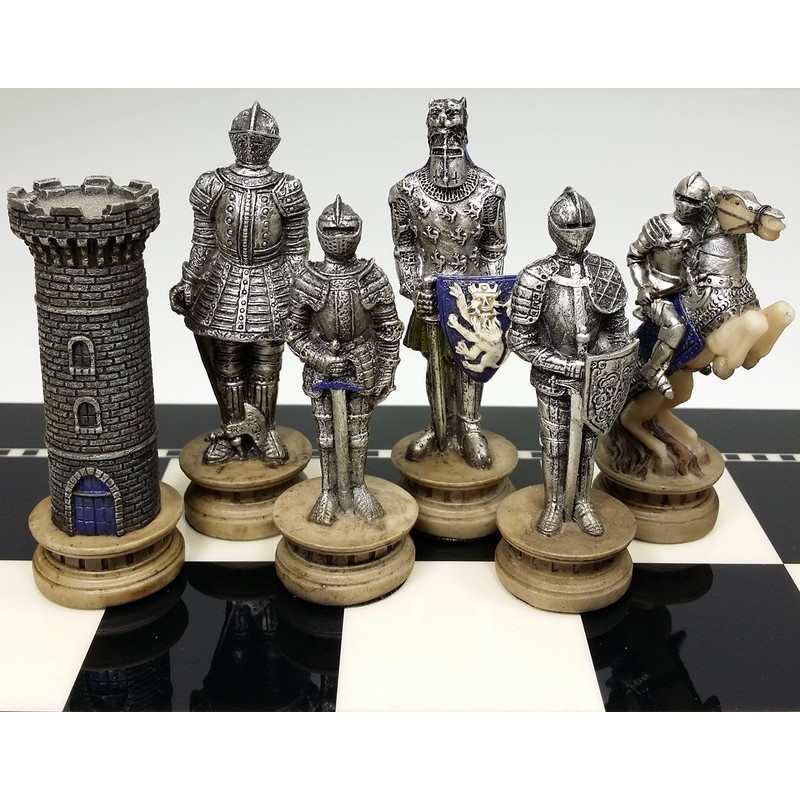 Mediaeval Times Crusades Gold and Silver Armoured Warrior Knight Chess