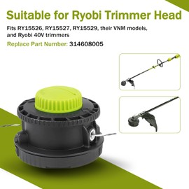 314608005 Trimmer Head Replacement Compatible with Ryobi Reel Easy+ Bump Feed String Trimmers, Fixed Line Head for RY15527, RY15527VNM, RY15526VNM, RY15526, RY15529VNM, RY15529