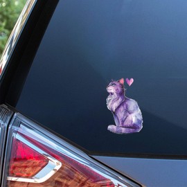 Cute Purple Cat Love Printed Clear Vinyl Decal Sticker for Car, Bike, SUV, Truck, Helmet, Laptop, Water Bottle, Notebook, Decal Window, Guitar, Skateboard, Bumper Vinyl Sticker 4 Inch (Design 1)