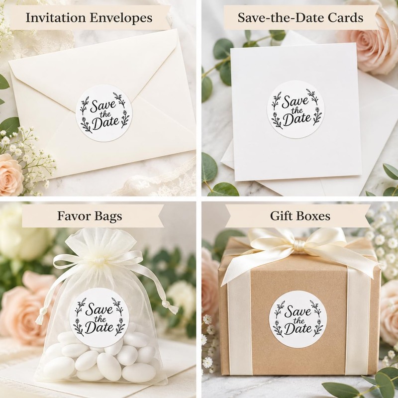 Save The Date Envelope Seal Stickers: 120 Wedding Labels