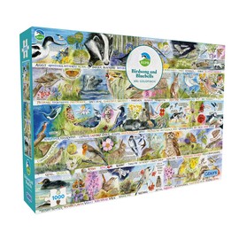 Gibsons RSPB Birdsong & Bluebells 1000 Piece Jigsaw Puzzle Beautiful Colourful Artwork British Birds Animals Sustainable Jigsaw for Adults Teens | Premium 100% Recycled Board Great Gift Gibsons Games